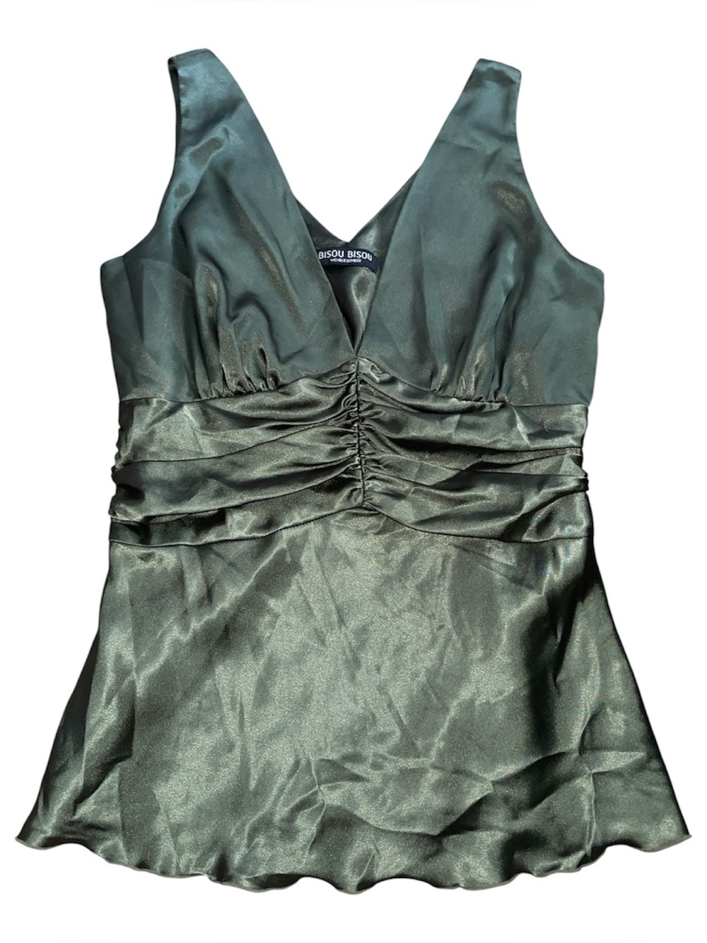 Bisou bisou green satin tank